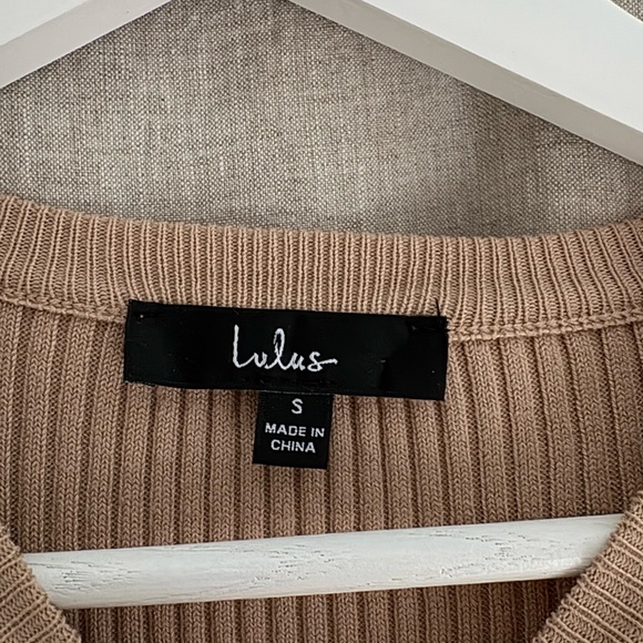 Lulus Ribbed Tan Sweater - Picture 3 of 3